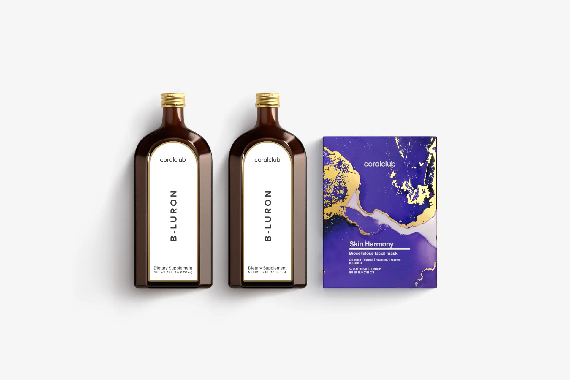 B-Luron (2 x 500 ml) + Skin Harmony Biocellulose Facial Mask (5 szt.)